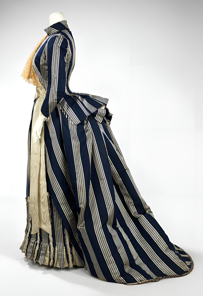 1885 Walking Dress. French. House of Worth. Silk, glass. metmuseum