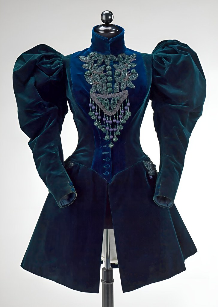 1895 Afternoon jacket. French. Silk, jet, beads