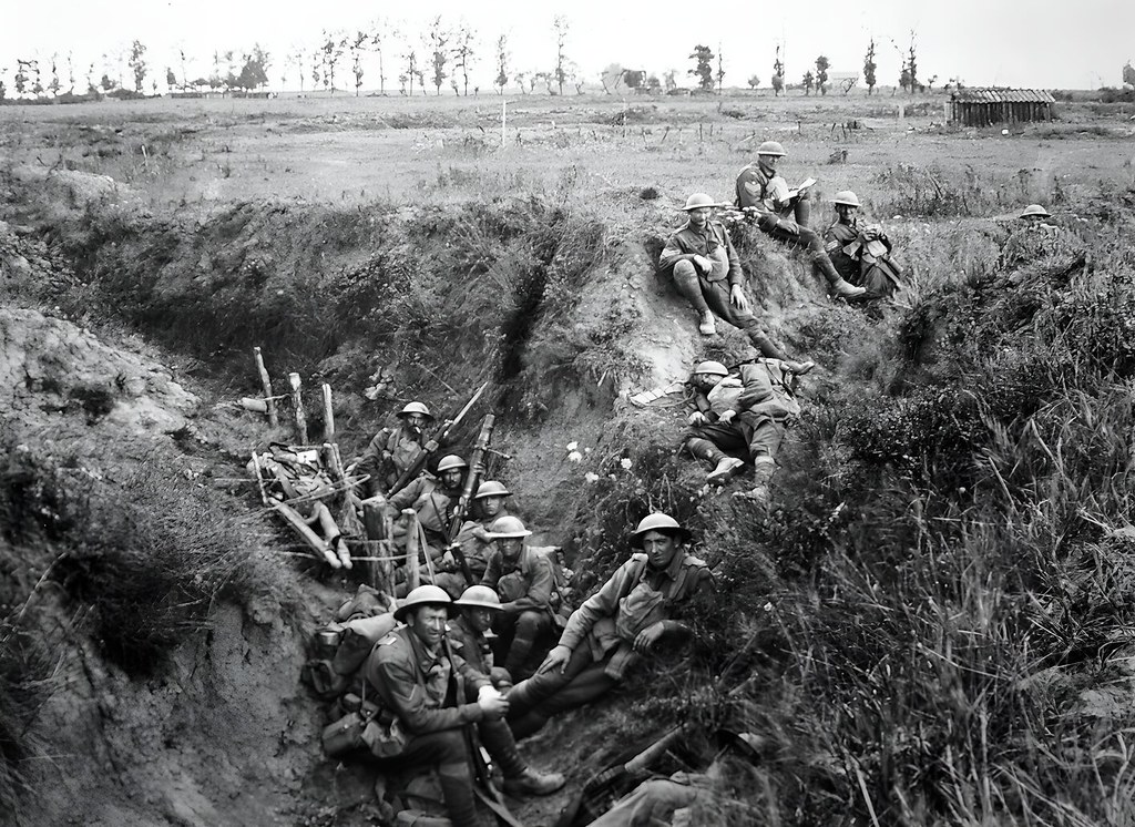 Members of the 6th Battalion in August 1918 near Lihons during the Battle of Amiens.