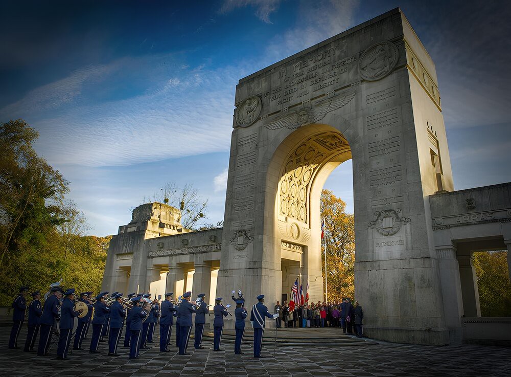 Lafayette Escadrille memorial in Marnes-la-Coquette, France. During World War I, it was a French Air Service squadron comprised largely of volunteer American fighter pilots