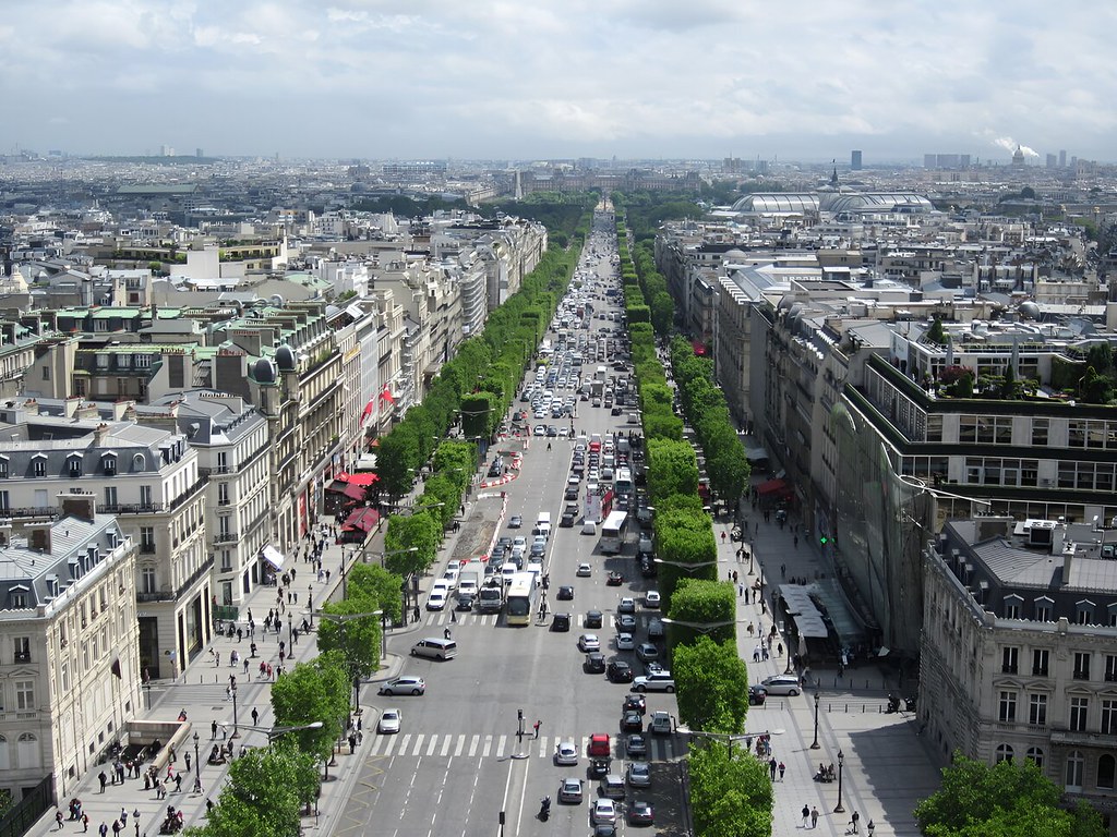 The Champs Élysées as seen from the Arc de Triomphe 2011.