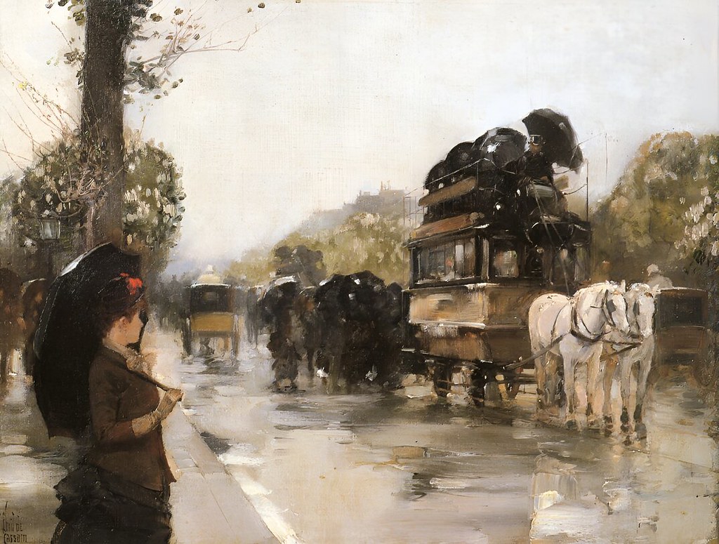 April Showers, Champs Elysees Paris by Frederick Childe Hassam - 1888.