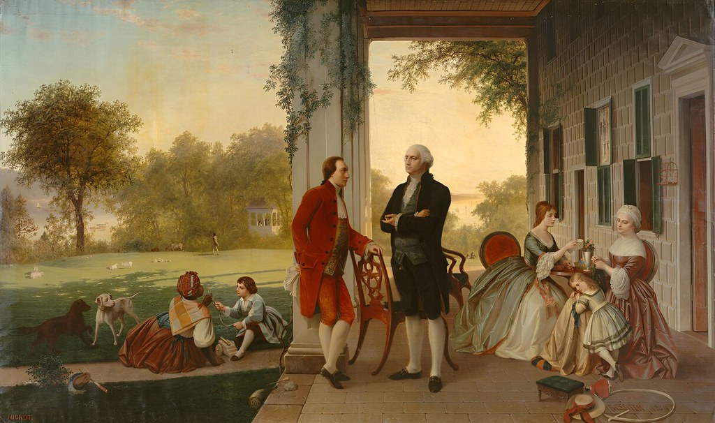 Washington and Lafayette at Mount Vernon, 1784 by Rossiter and Mignot, 1859