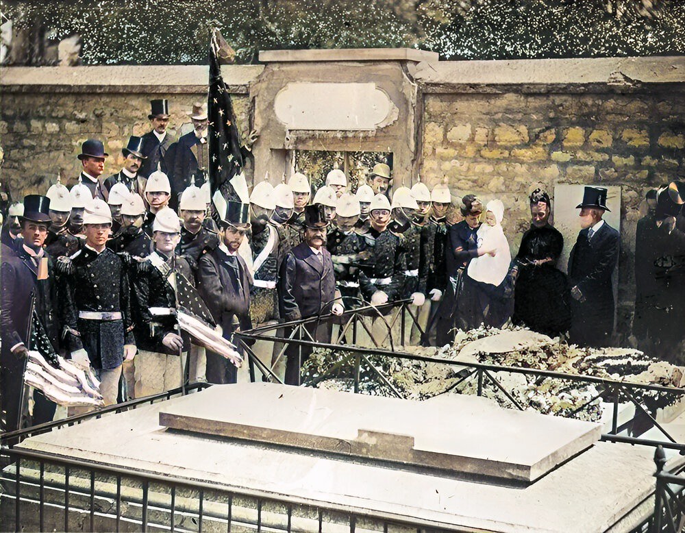 US Marines Decorating Grave of Lafayette, Picpus Cemetery, Paris 1889