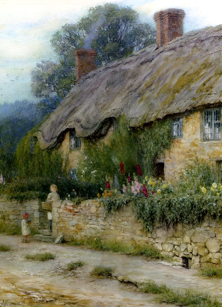 A Mother And Child Entering A Cottage by Helen Allingham