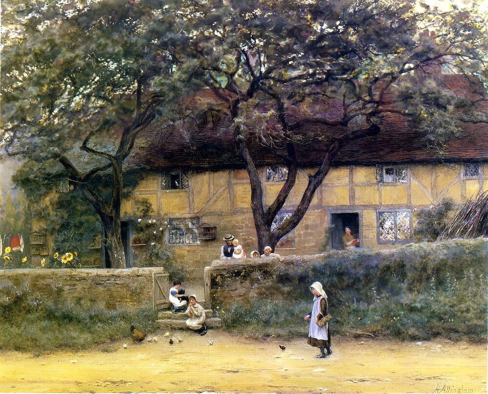 Children Outside a Cottage by Helen Allingham