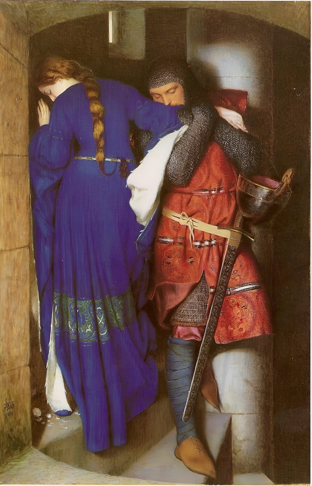 Hellelil and Hildebrand, The Meeting on the Turret Stairs by Frederic William Burton (1816-1900).