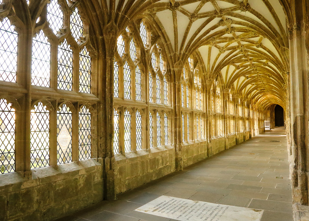 Wells Cathedral sunlit cloisters
