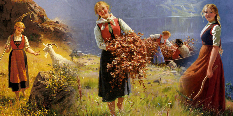 30 Beautiful Paintings of Village Life Around Norwegian Fjords by Hans Dahl