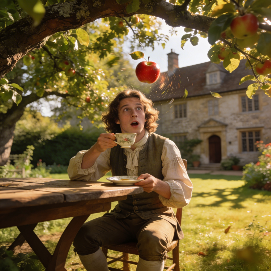 Newton Drinking Tea